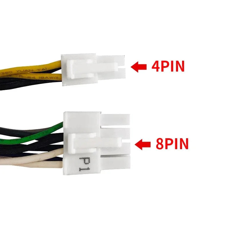 4Pin and 8Pin power connectors with labeled cables for PC power supply units