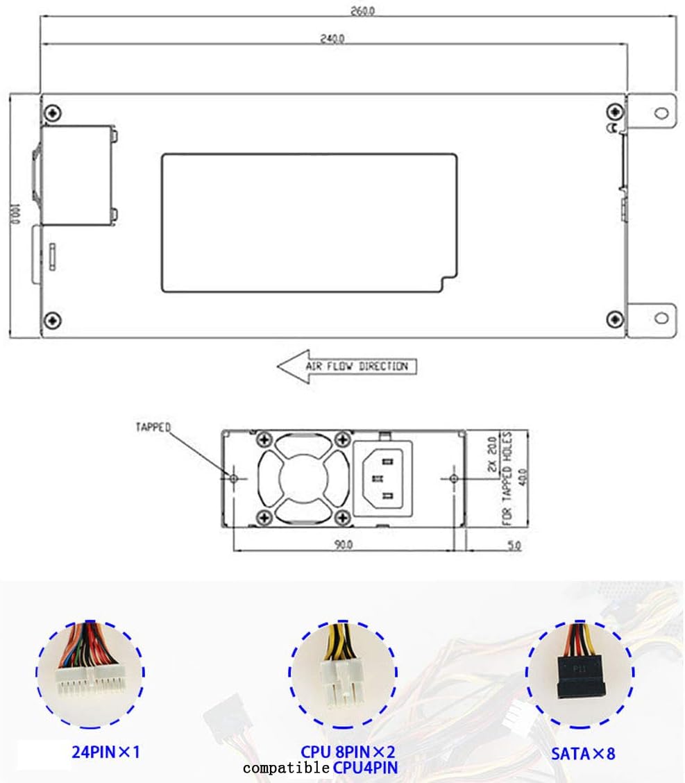 Nadalan 500W Industrial server power supply DPS-500YB F DPS-500YB C 1U, Workstation, Storage, 1U, ATX Computer Power
